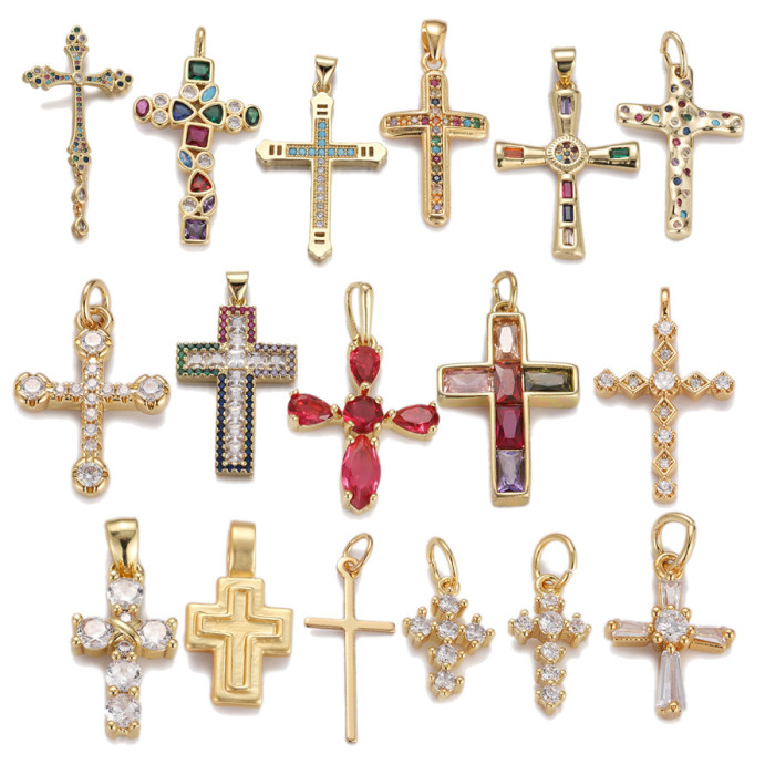 Stylish Chic Dainty Elegant 18K Gold Plated Pendant Zircon Cross Pendant Trendy Party Festival Casual Jewelry Gift, N...