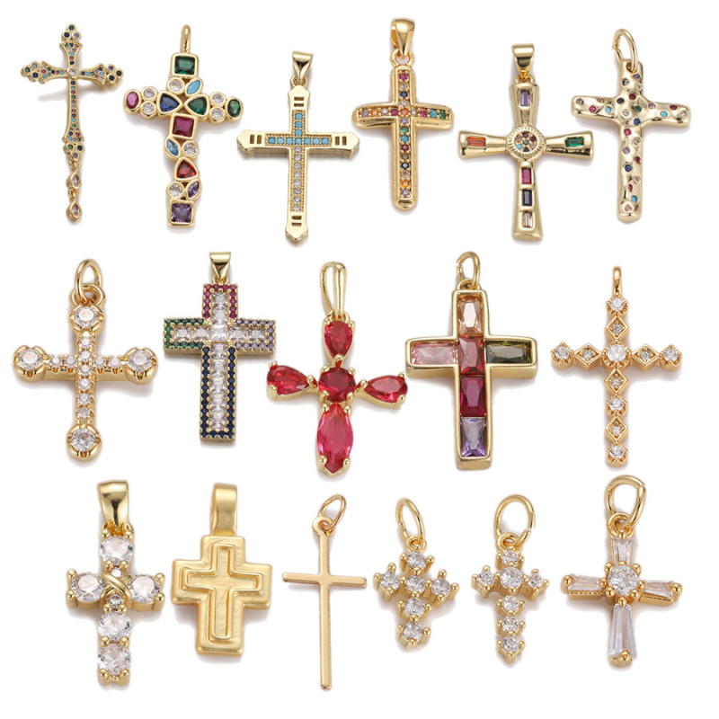 Stylish Chic Dainty Elegant 18K Gold Plated Pendant  Zircon Cross Pendant Trendy Party Festival Casual Jewelry Gift
