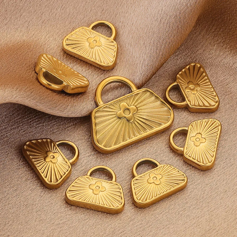 Stainless Steel Bag Lock Shaped Pendant 18K Gold Plated Pendant Diy Necklace Bracelet Charm Accessory 216045163881
