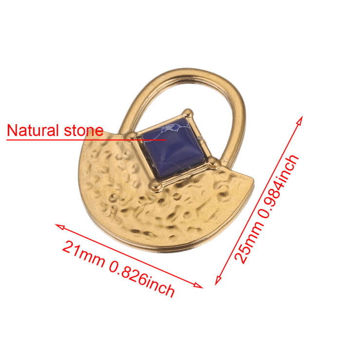 Stylish Chic Refined Stainless Steel Natural Stone Lock Pendant Earrings Titanium Steel DIY Jewelry Bracelet Wholesale