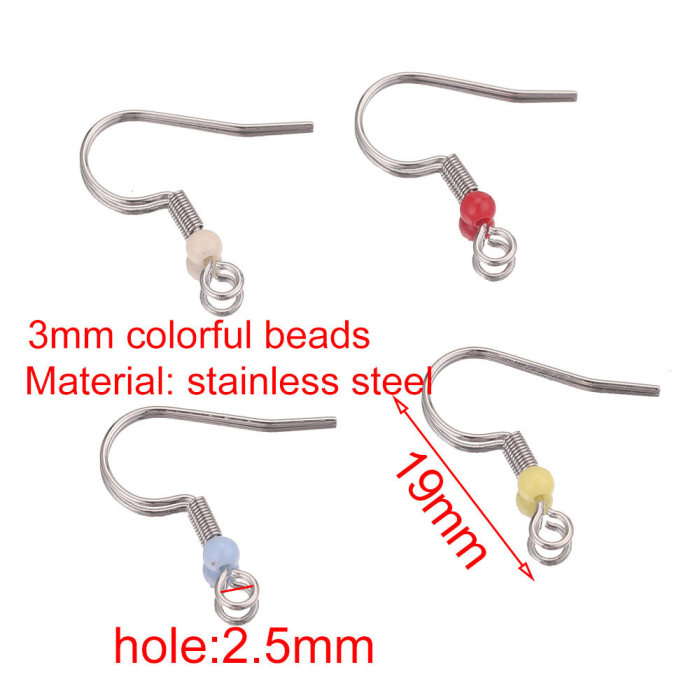 DIY Accessories Stainless Steel with Bead Ear Hook Earring Accessories Wholesale