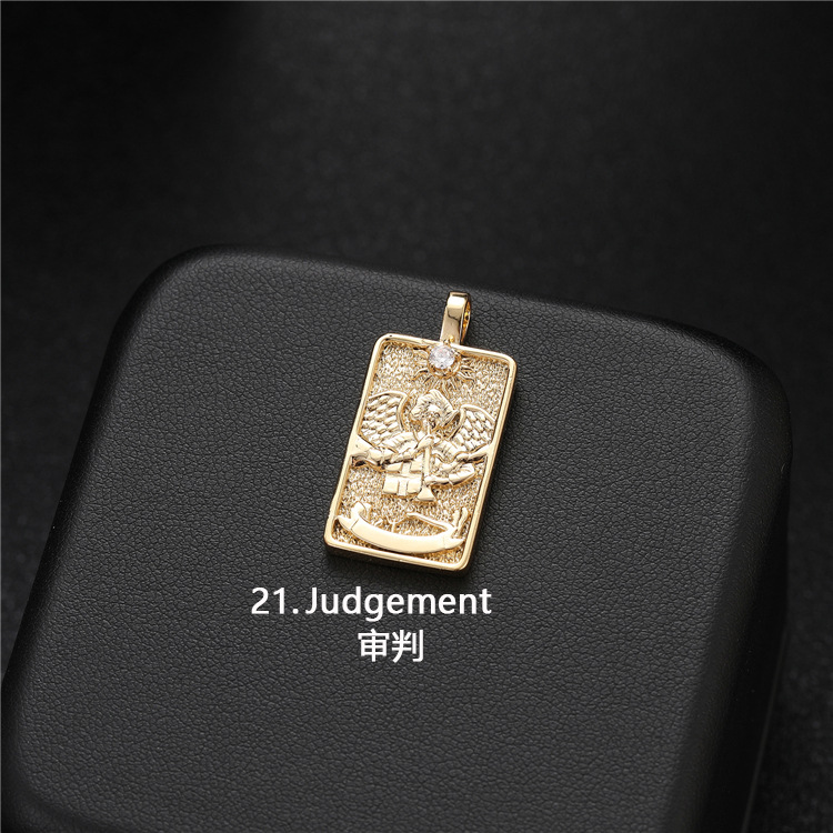 Stylish Chic Hypoallergenic 14K Gold Micro Inset Zircon Hanging Tarot Card Pendant Diy Jewelry Accessories 216045153918