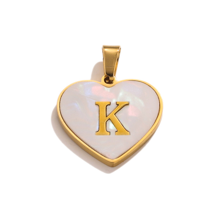 Stainless Steel Heart Pendant 26 Letter Pendant DIY Handmade Necklace Accessories