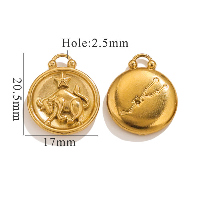 18K Gold Plated Stainless Steel Minimalist 12 Constellations Series DIY Accessories Woman's Waterproof Bijoux Delicat...