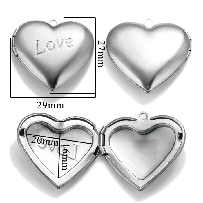 Stainless Steel Love Box Pendant Retro Relief Pattern Pendant DIY Creative Necklace Jewelry Accessory