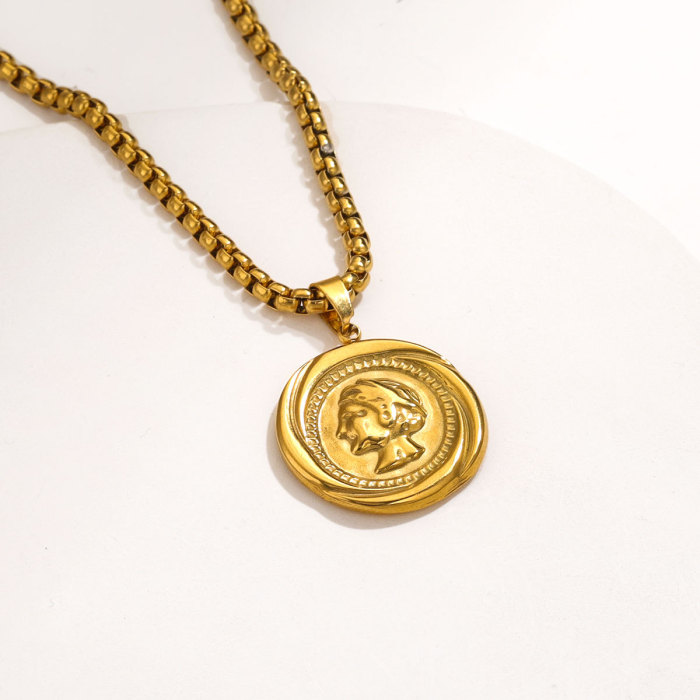 Stainless Steel Portrait Queen Elizabeth Coin Pendants Anti-Corrosion Small Round Pendant Charm Jewelry Accessories