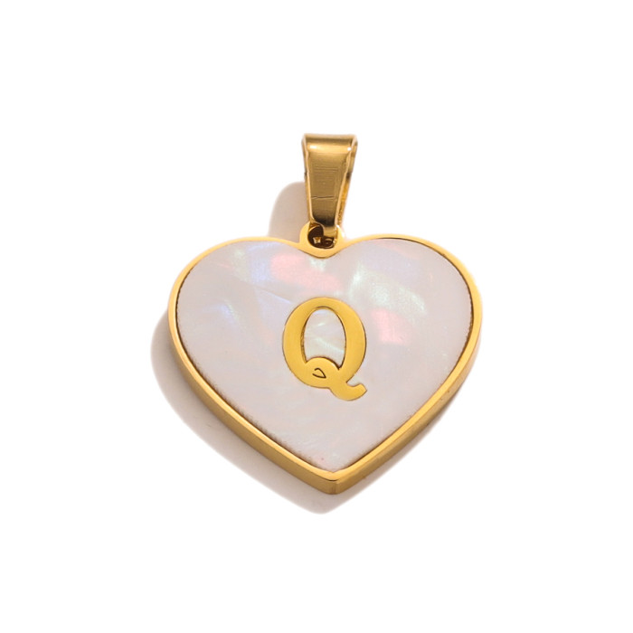 Stainless Steel Heart Pendant 26 Letter Pendant DIY Handmade Necklace Accessories