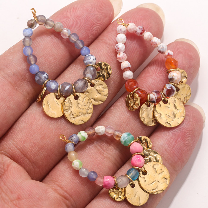 Hot Sale Stainless Steel Bohemian Hand-woven Drop Pendant DIY Earrings Jewelry