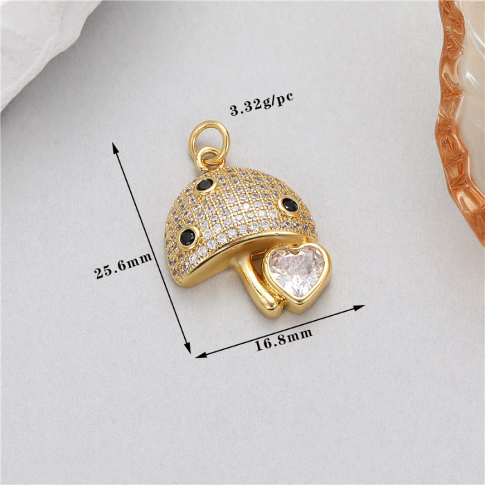 Stylish Chic Hypoallergenic Four-leaf Clover Butterfly Mushroom Daisy Zircon Single Pendant Handmade DIY Jewelry Acce...