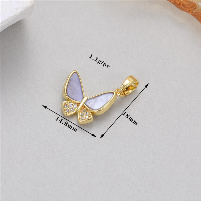 Stylish Chic Hypoallergenic Four-leaf Clover Butterfly Mushroom Daisy Zircon Single Pendant Handmade DIY Jewelry Acce...