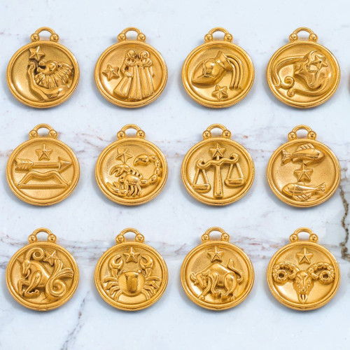 18K Gold Plated Stainless Steel Minimalist 12 Constellations Series DIY Accessories Woman's Waterproof Bijoux Delicate Jewelry