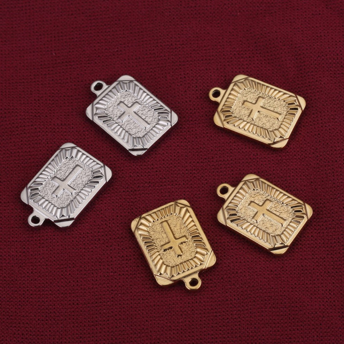 Stainless Steel Rectangular Cross Pendant DIY Jewelry Hip Hop Necklace Pendant Wholesale