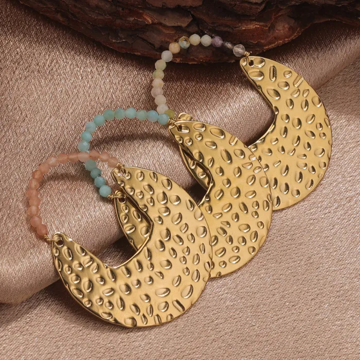 Stainless Steel Bohemian Natural Stone Pendant Accessories DIY Earrings Jewelry