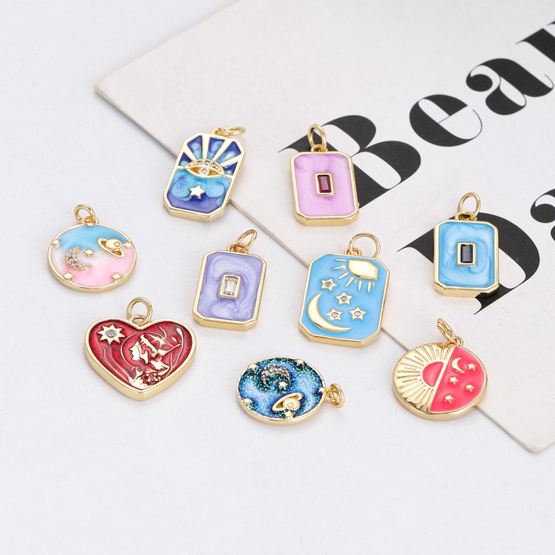 Stylish Chic Customizable Hypoallergenic Drop Oil Heart Pendant Handmade DIY Jewelry Accessories