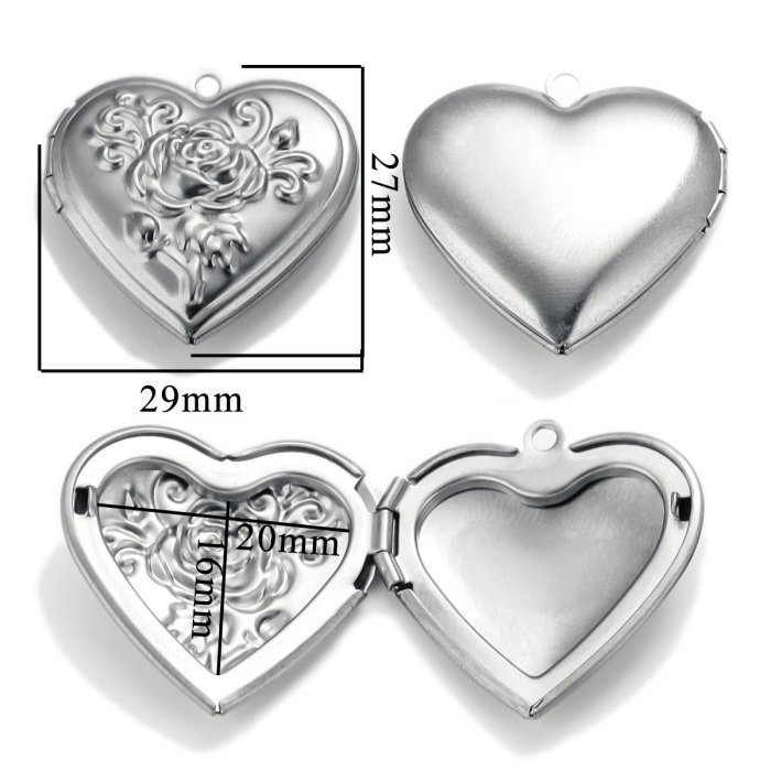 Stainless Steel Love Box Pendant Retro Relief Pattern Pendant DIY Creative Necklace Jewelry Accessory