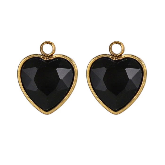 Stainless Steel PVD Plated Heart Glass Crystal Charms for DIY Jewelry Necklace Findings Bracelet Supplies Earrings Ma...