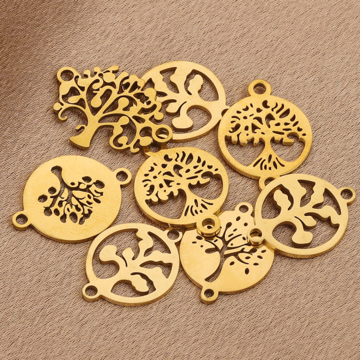 Stainless Steel Tree of Life Pendant Necklace Bracelet Pendant DIY Necklace Bracelet Jewelry Accessory