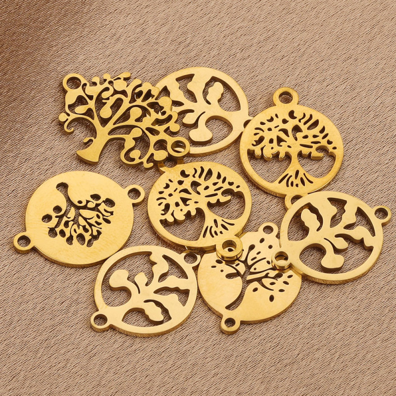 Stainless Steel Tree of Life Pendant Necklace Bracelet Pendant DIY Necklace Bracelet Jewelry Accessory