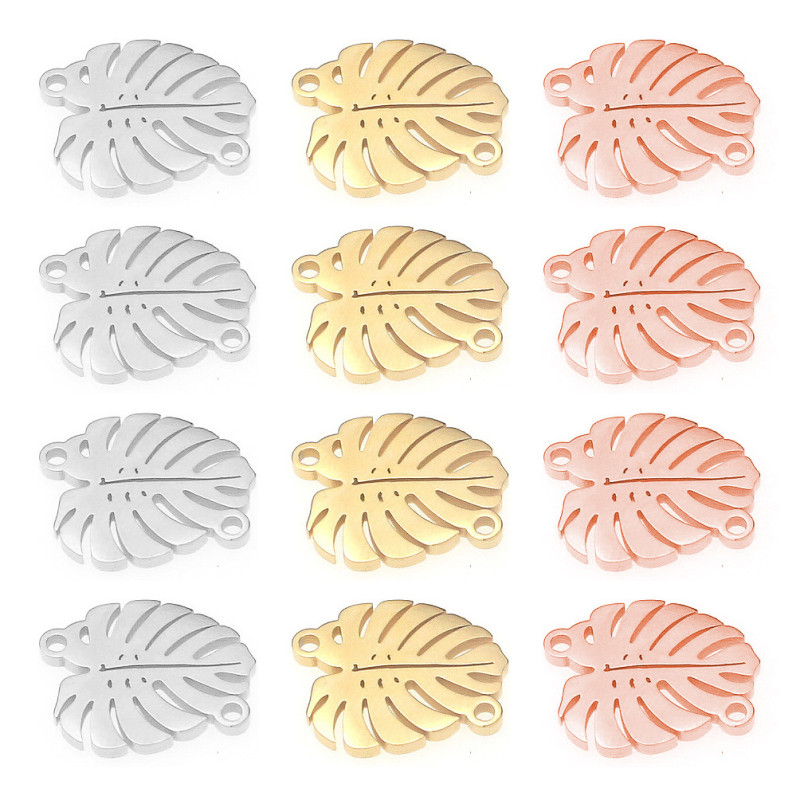 Stainless Steel Leaves Bracelet Connectors Necklace Charms Pendant DIY Jewelry Making Handcrafted Accessories