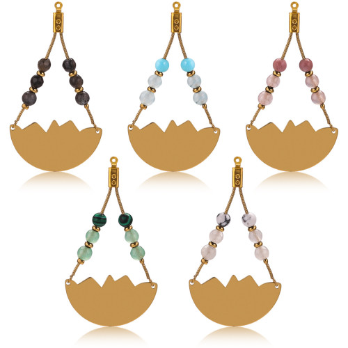 Stainless Steel Bohemian Triangle Lotus Earrings Pendant Accessories DIY Earrings Jewelry