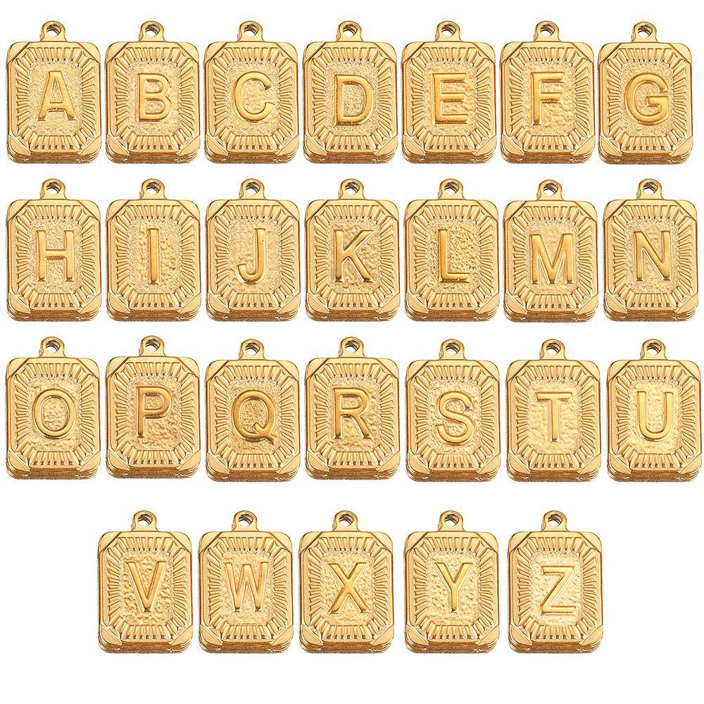 Stainless Steel Hip Hop 26 Letter Rectangular Pendant Titanium Steel Hip Hop Necklace Pendant Diy Jewelry Accessories 216045127104