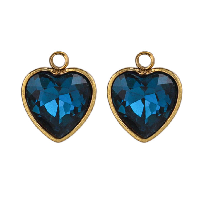 Stainless Steel PVD Plated Heart Glass Crystal Charms for DIY Jewelry Necklace Findings Bracelet Supplies Earrings Ma...