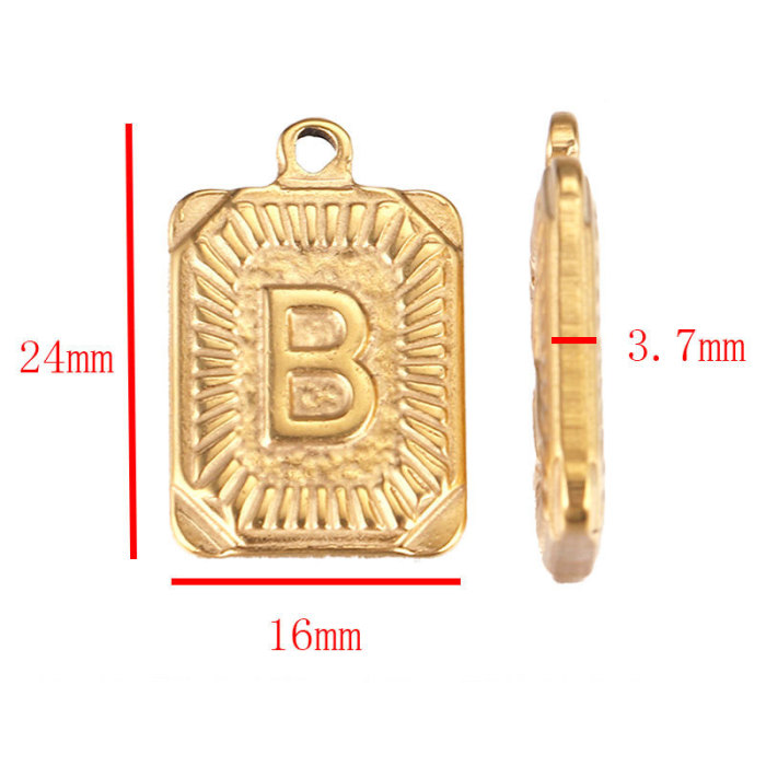 Stainless Steel Hip Hop 26 Letter Rectangular Pendant Titanium Steel Hip Hop Necklace Pendant DIY Jewelry Accessories