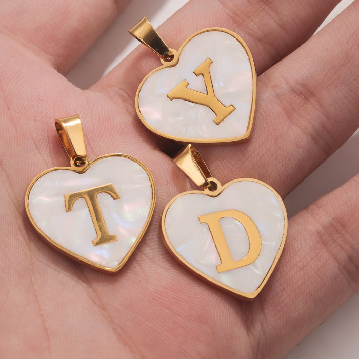 Stainless Steel Heart Pendant 26 Letter Pendant DIY Handmade Necklace Accessories