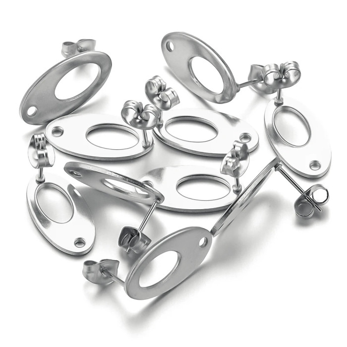 Stainless Steel Oval Point Earring Making Supplies Hooks Connectors Earring Base Posts Components Parts Jewelry Materials