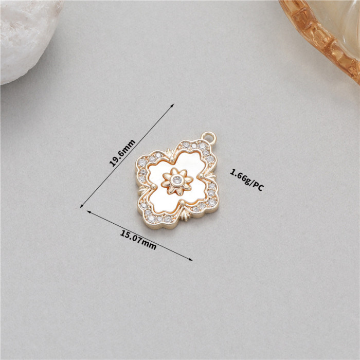 Stylish Chic Hypoallergenic Key Four-leaf Clover Clock 14K Gold Plated Bracelet Pendant Handmade DIY Jewelry Accessories