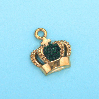 Stainless Steel Micro-inset Zircon Crown Pendant DIY Charm Jewelry Pendant Golden 18K Gold Necklace Accessory