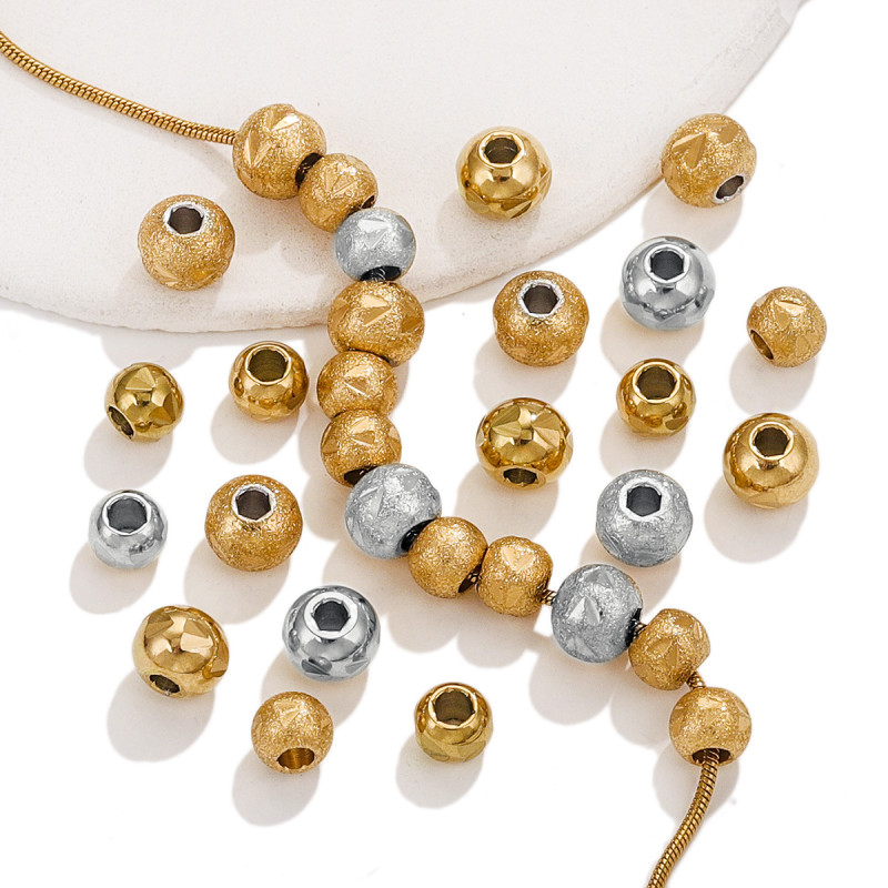 Stainless Steel Sanding Beads Handmade Bracelet Spacer Waterproof Bead Jewelry Accessories