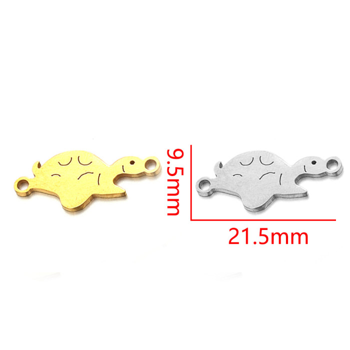 Stainless Steel Gold Plated Bear Paw Feather Dinosaur Double Hole Pendant Connector DIY Necklace Bracelet Accessory