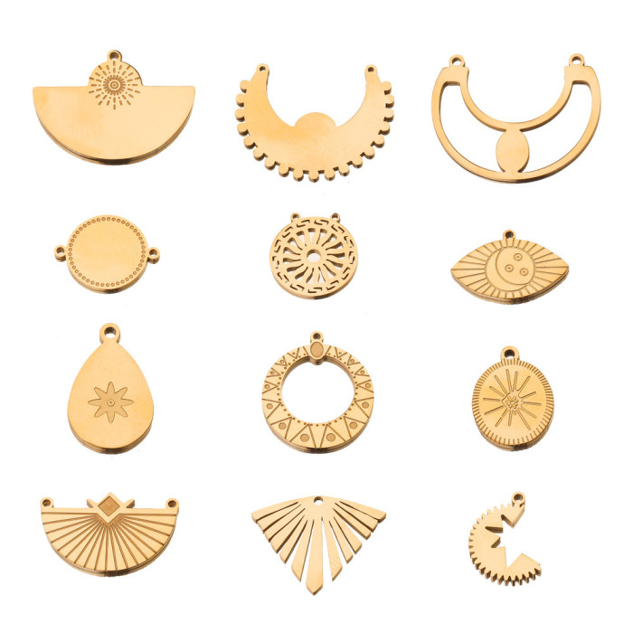 Bohemian Style Titanium Steel Water Drop Charm Pendant Gold DIY Connector Pendant Earrings Necklace