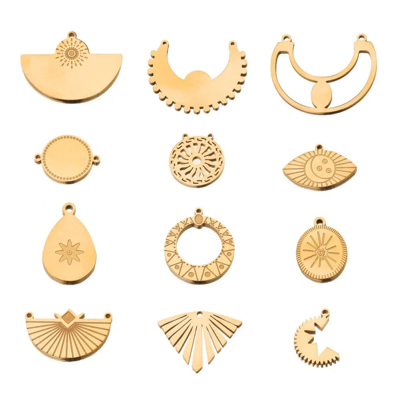 Bohemian Style Titanium Steel Water Drop Charm Pendant Gold DIY Connector Pendant Earrings Necklace