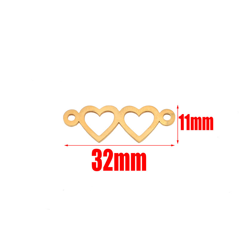 Stainless Steel Gold Double Heart Charm High Quality Connector For Bracelet Necklace Hollow Pendants Diy Jewelry Making 216045181347
