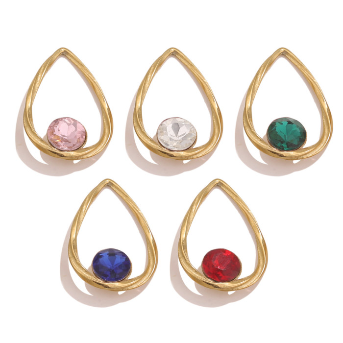 Stainless Steel Frame Crystal Pendant Titanium Steel Earring Pendant Hollow Frame DIY Necklace Pendant Accessories