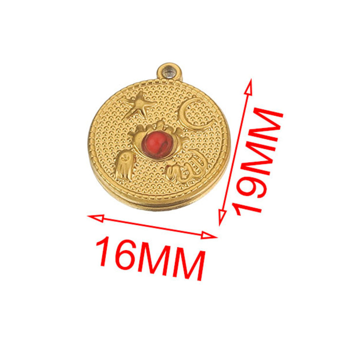 Stainless Steel Natural Stone Round Moon Star Pendant DIY Necklace Earrings Jewelry Accessories