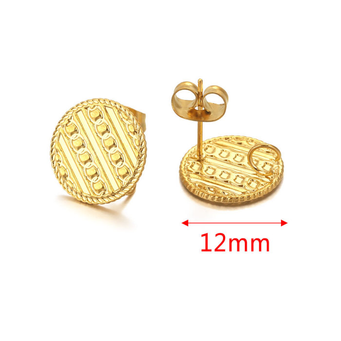 Stainless Steel Braided Thread Earrings Titanium Steel DIY Round Gold-plated Ear Accessories