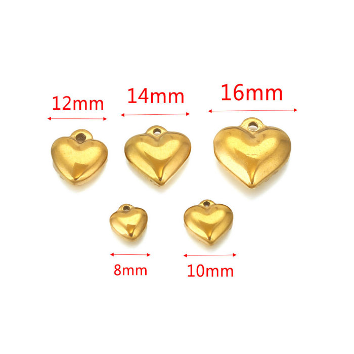 Stainless Steel Heart Pendant Solid Necklace Peach Heart Pendant Titanium Steel Gold Jewelry Accessories Wholesale
