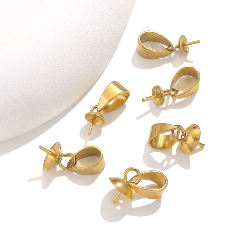 Stylish Chic Customizable Hypoallergenic Durable 18K Gold Plated Stainless Steel pendant clasp DIY Jewelry