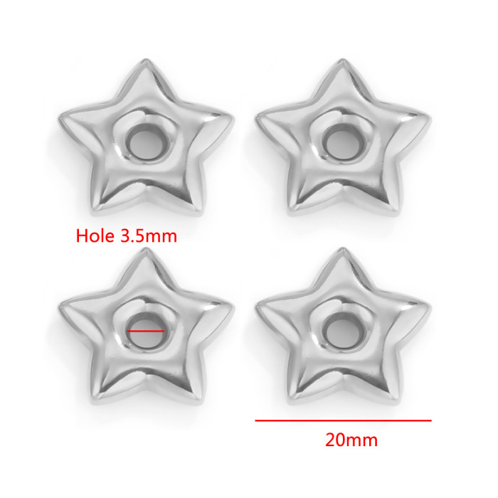 Stainless Steel Love Five-pointed Star Big Hole Hexagonal Separator Bead Titanium Steel DIY Jewelry Necklace
