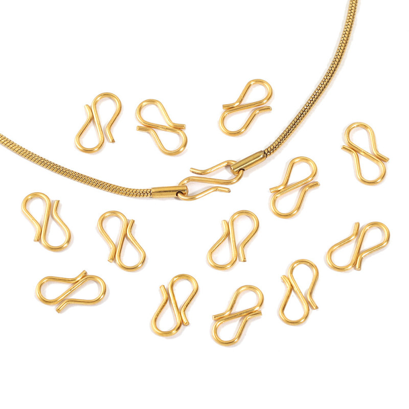 Stainless Steel S-shaped DIY Necklace Clasp Hook 18K Gold Accessories