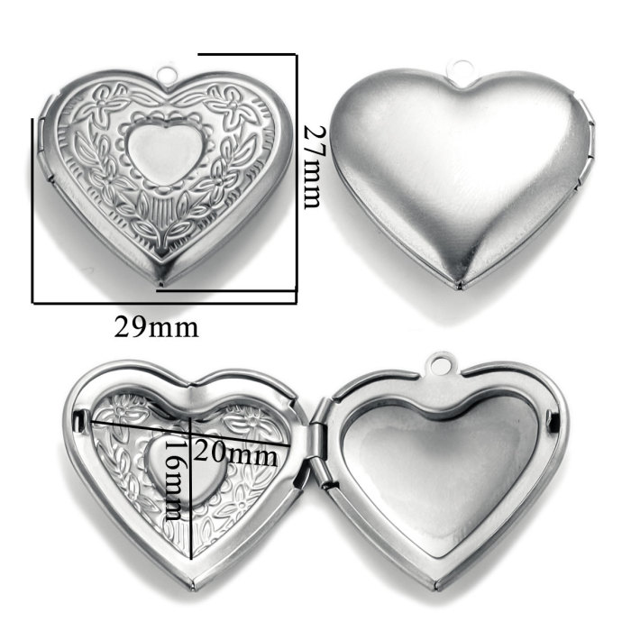Stainless Steel Love Box Pendant Retro Relief Pattern Pendant DIY Creative Necklace Jewelry Accessory