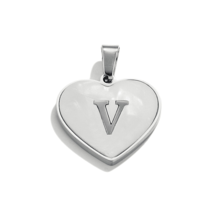 Stainless Steel Heart Pendant 26 Letter Pendant DIY Handmade Necklace Accessories