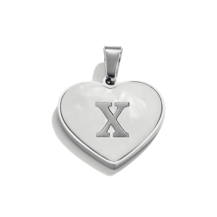 Stainless Steel Heart Pendant 26 Letter Pendant DIY Handmade Necklace Accessories