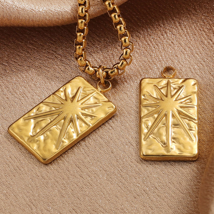 Stainless Steel Tarot Card Sun Star Ins Wind Necklace Pendant 18K Vacuum Gold Plated DIY Jewelry Accessories