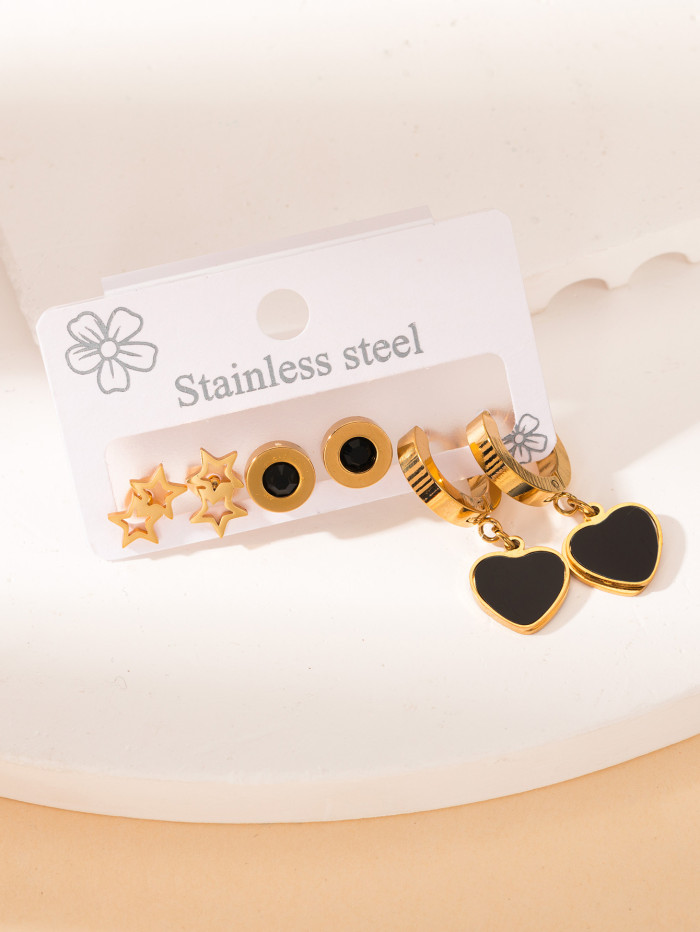 Chic Stylish 316L Stainless Steel 6 Pieces Star Cross Flower Pendant Earrings for Women French Special Jewelry Gifts Wholesale