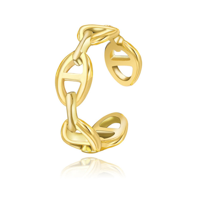 Simple Titanium Steel Ring Not Fade Ins Flower Niche Trend Irregular Opening Adjust Ring Women