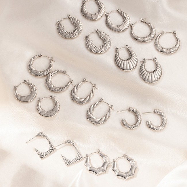 Dainty Stainless Steel Geometry Shape Handmade Metal Casting Earrings for Women Personalized Waterproof Jewelry